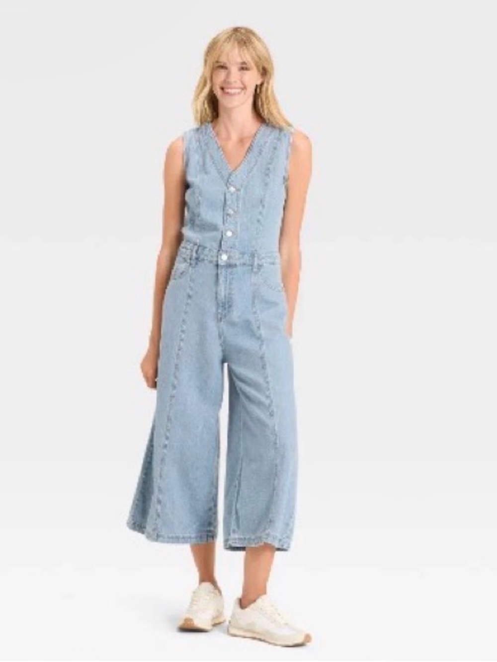 Universal Thread Light Blue Denim Sleeveless Jumpsuit - NWT